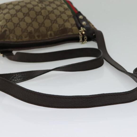 GUCCI GG Canvas Web Sherry Line Shoulder Bag Beige Gold Red - Picture 7 of 12